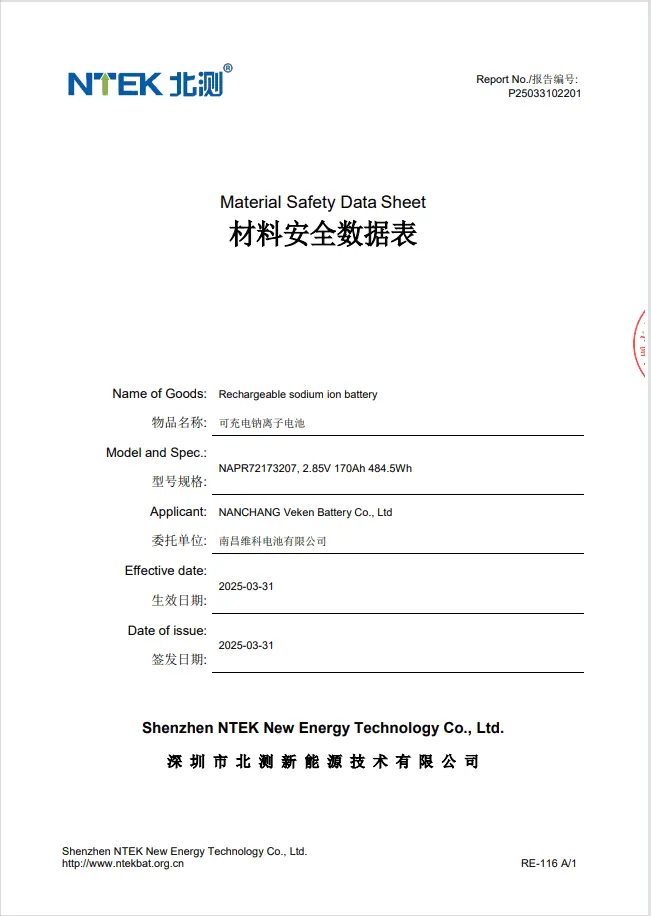 IEC62133 Certificate