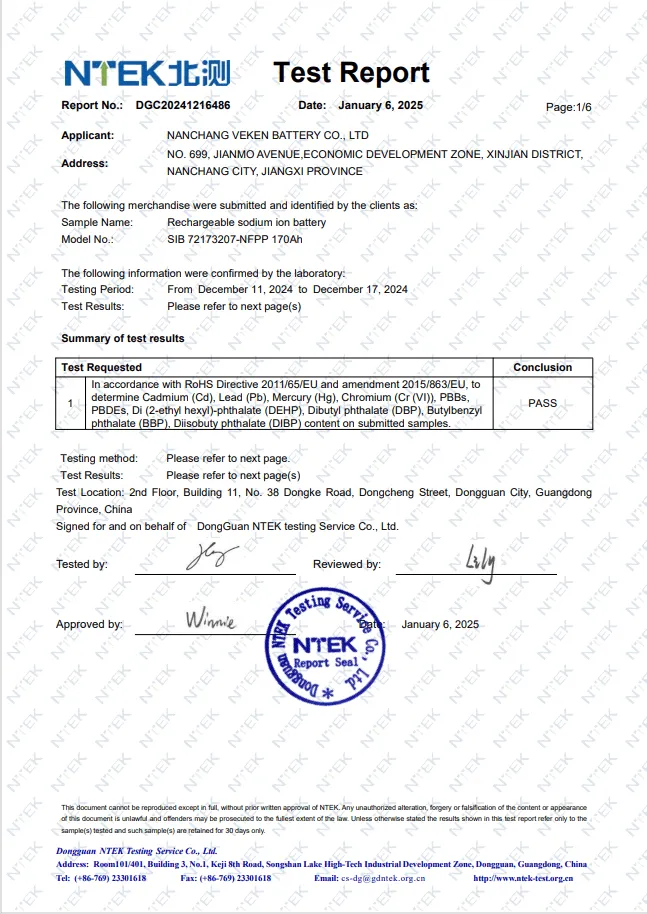 MSDS Certificate